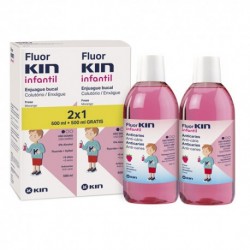 Fluorkin Duplo Colutorio infantil Fresa 500 + 500 ml