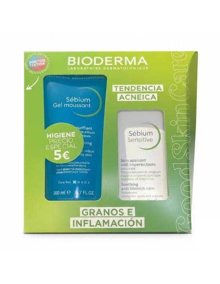 Pack Bioderma Sebium Gel Moussant 200 ml + Sebium Sensitive 30 ml