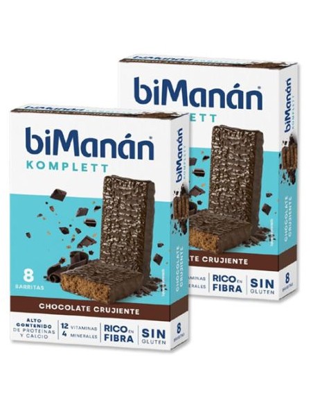 biManán Komplett Barrita Chocolate Crujiente Duplo 2x8 Unidades